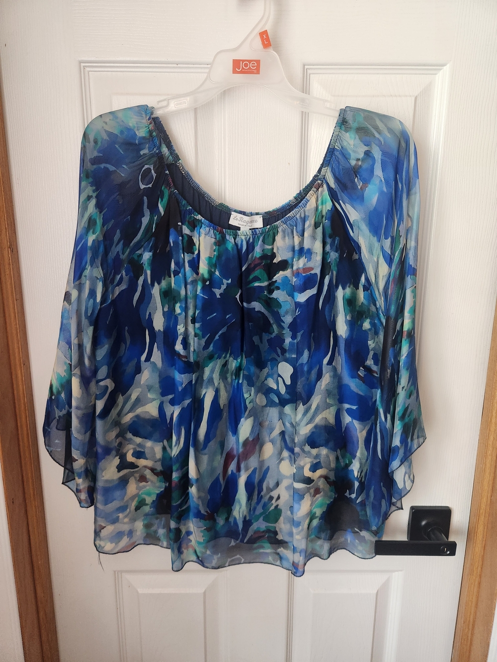 Women's Blue Floral Sheer Top